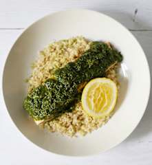 香草蒸三文鱼配米饭