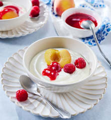 Pfirsich-Melba-Dessert