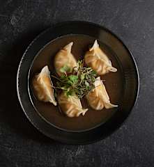 Japanese pumpkin dumplings in dashi broth (Matthew Kenney)