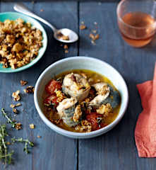 Maquereau mariné à la tomate, granola au cumin