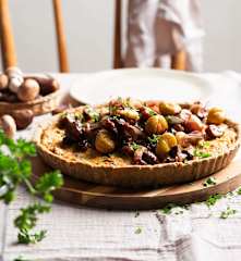 Chestnut, Mushroom and Cranberry Tart
