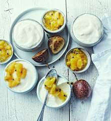 Menu light - Mousses de fromage blanc aux fruits exotiques