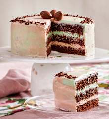 Schoko-Waldmeister-Himbeer-Torte