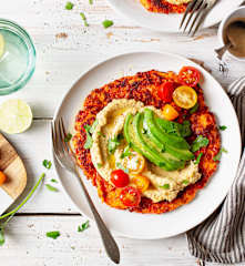 Tortitas de garbanzo con hummus