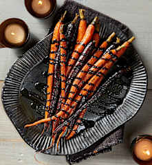 Roasted Carrots with Black Sesame Drizzle