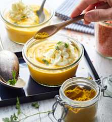 Verrine de carottes, lentilles corail et orange