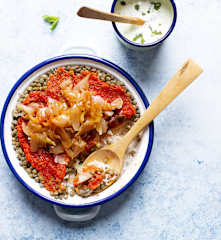 Arroz con lentejas al estilo egipcio (Kusherie)