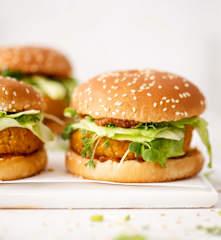 Quinoa Burger and Yellow Tomato Ketchup