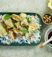 Asiatische Kohlrouladen mit Zitronenreis
