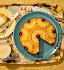Pineapple Upside Down Cake with Custard
