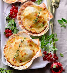 Gratinierte Jakobsmuscheln