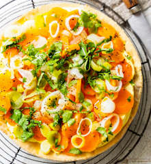 Tarte fine aux carottes, poireaux et yaourt