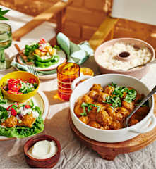 Lamb korma meatball lettuce cups with Varoma bundt tin