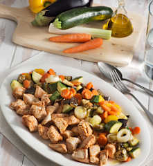 Verduras y pavo al vapor