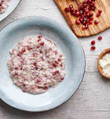 Risotto alla melagrana, Gorgonzola e brandy