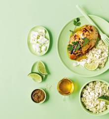 Pollo con chile y lima y arroz de coliflor