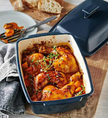 Scharfes mariniertes Hähnchen mit Süßkartoffeln