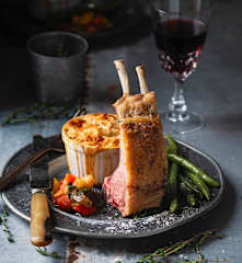Lamskoteletjes met Ratatouille, Bonen en Aardappelgratin