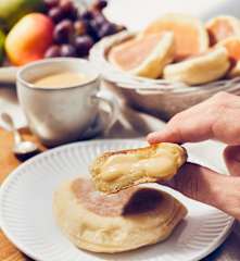 Pfannenbrötchen mit Vanillefüllung