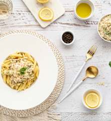 Salsa para pastas: salmón ahumado y zucchinis