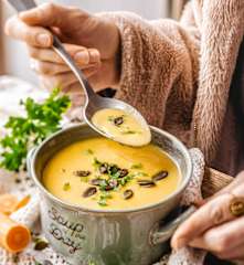 Velouté carotte, poireau, pomme de terre
