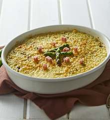 Sformato di riso filante agli asparagi e prosciutto cotto