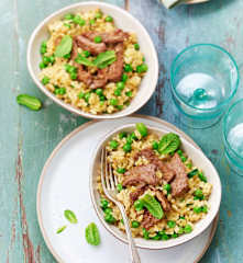 One pot blé au bœuf et aux petits pois