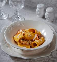 Paccheri zucca e gamberoni