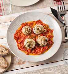 Rollitos de lenguado con piperrada