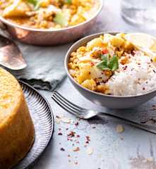 Menù: Curry di merluzzo e ceci con riso; ciambella all'arancia (Bimby Friend)