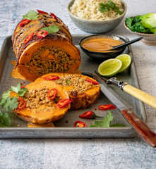 Firecracker stuffed butternut pumpkin