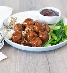 Meatballs in a sticky plum sauce