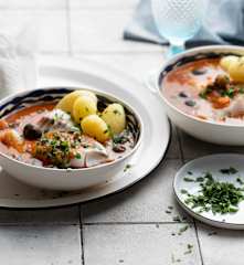 Bacalao a la italiana con patatas al vapor