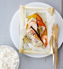 Papillotes de cabillaud à la mangue et au gingembre