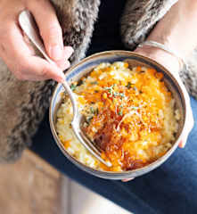 Risotto aux oignons caramélisés et à la mimolette