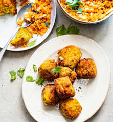 Boulettes de lentilles corail à l’indienne, salade de carottes