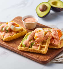 Crispy Rice Waffle with Soft Boiled Eggs