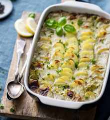 Gratin de poisson et fruits de mer, béchamel végétalienne
