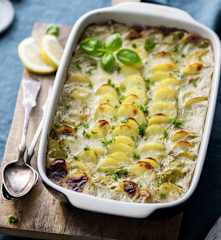 Fish Pie with Salsa Verde-laced Béchamel