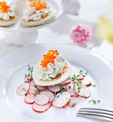 Caviar Cream Cheese with Cress and Radish Salad