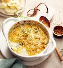Gratin de courgette, pomme de terre et chèvre