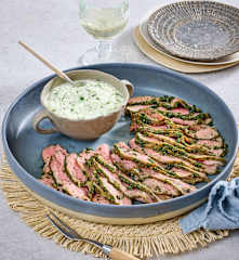 Kalbsbraten-Aufschnitt mit Meerrettich-Dip