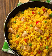 Risotto de pollo y verduras