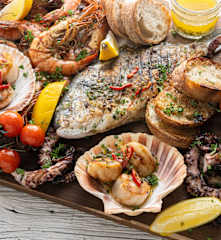 Tabla de marisco y pescado a la parrilla