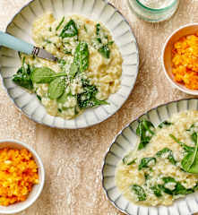 Menu : Risotto aux épinards et salade pommes-carottes