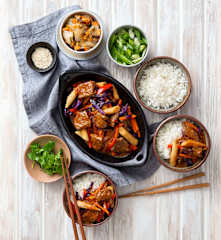 Korean beef bulgogi stir-fry with rice