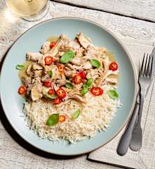 Basil Chicken with Coconut Curry Sauce