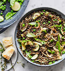 Mijoté de lentilles et légumes verts