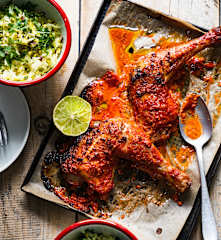 Poulet tandoori, riz aux pistaches et safran