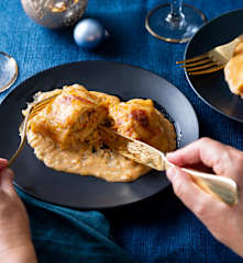 Frixuelos rellenos de merluza y gambas